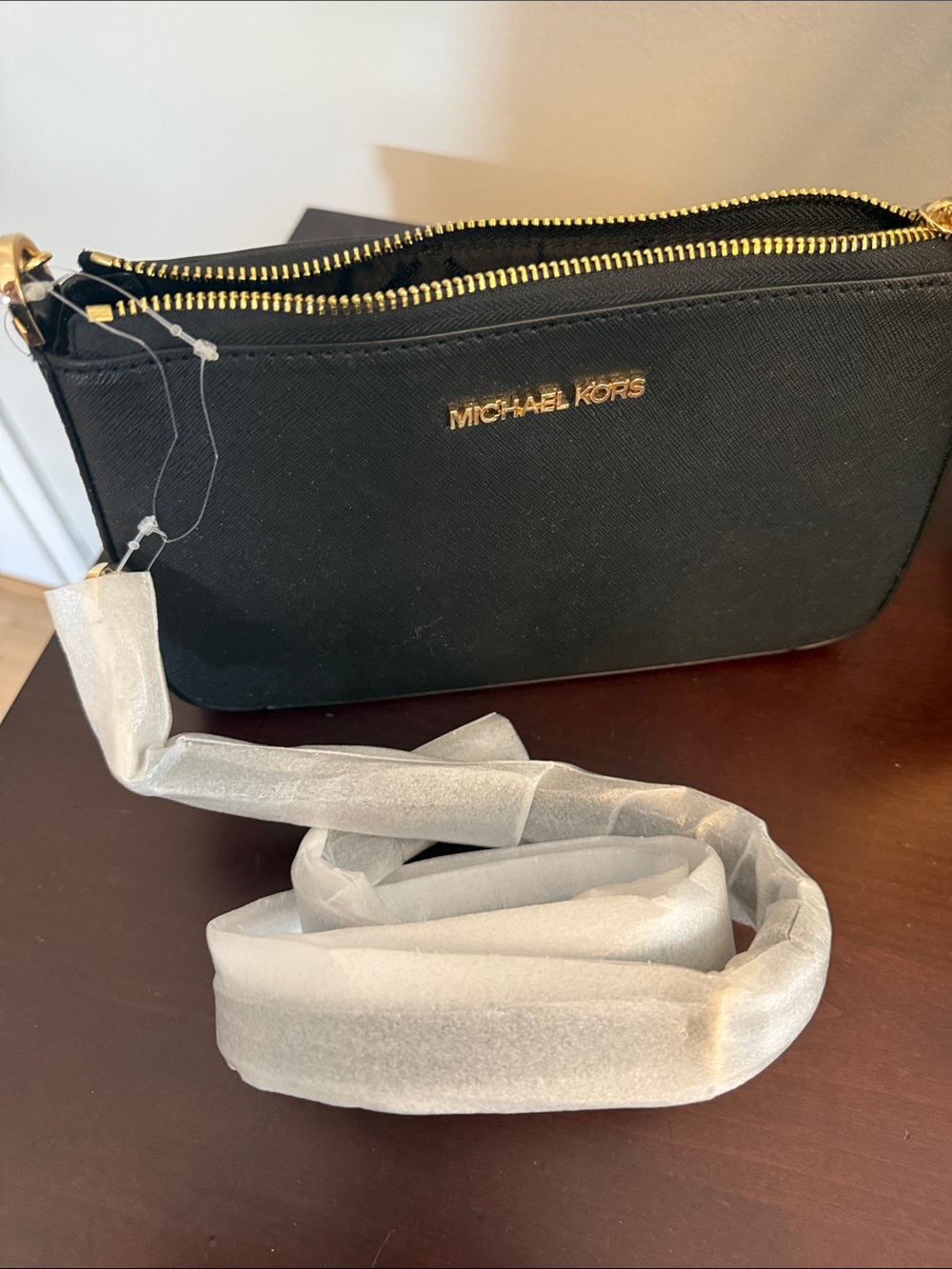 Michael Kors Black Saffiano Leather Wristlet with Gold Hardware - Picture 4 of 7
